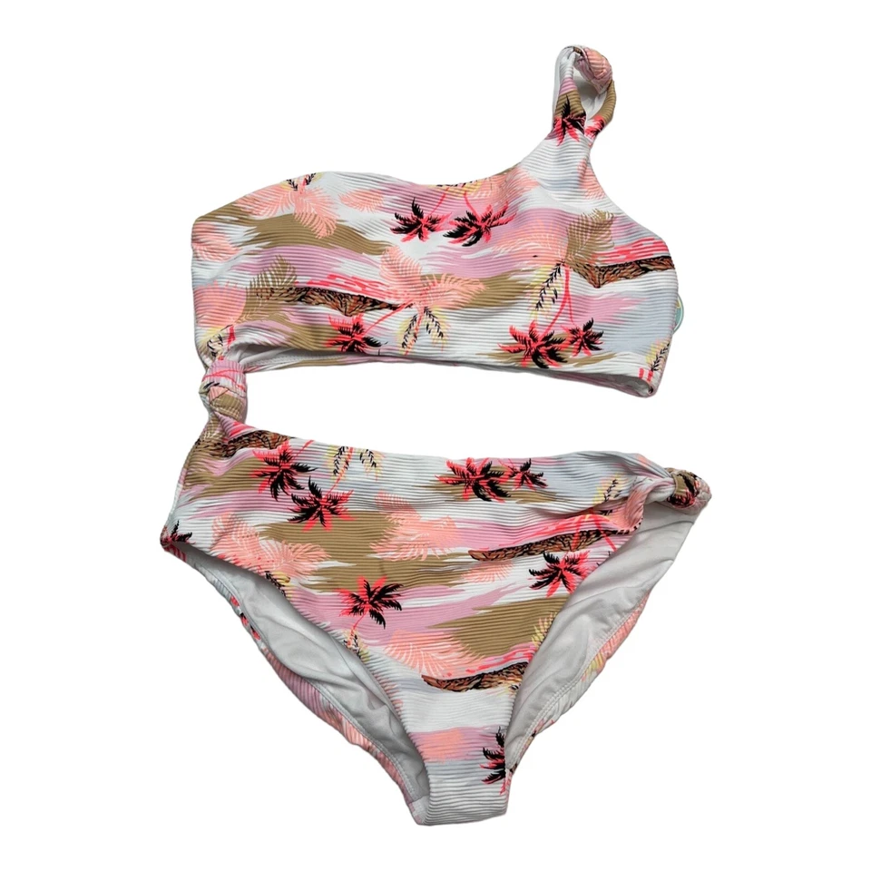 Maiô Island Soul feminino XL rosa tropical uma peça cintura recortada férias - Imagem 1 de 4