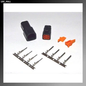Deutsch DTM 4-Pin Genuine Black Connector Kit, 20-22AWG Stamped Contacts, USA - Picture 1 of 1