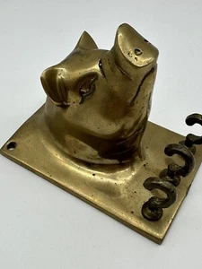 Vintage Brass Pig Wall Mount Key Hook Hanger Holder - Picture 1 of 11
