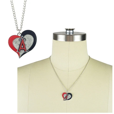 New MLB Los Angeles Angels Fashion Jewelry Swirl Heart Charm Pendant Necklace Cover