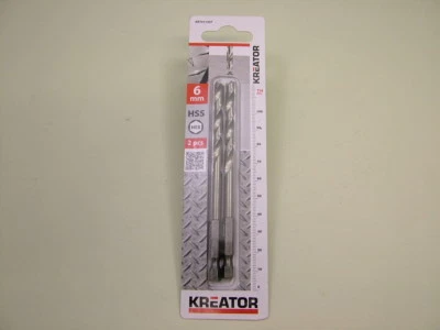 KREATOR Pack of 2 Hex shank HSS-G drill bits for metal/plastic/wood 6.0mm impact driver