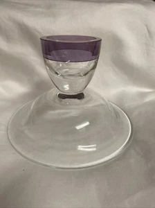 1 Vintage Made In Poland 24% Leaded Crystal Clear With Purple Stripe - Picture 1 of 6