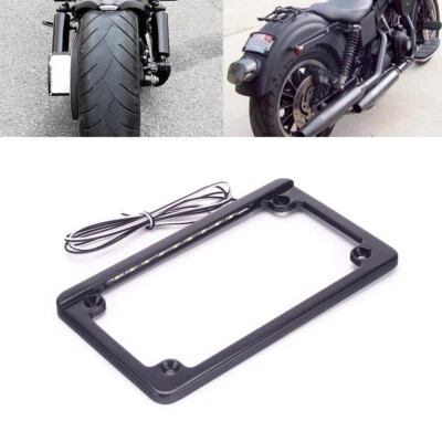 4'' x 7'' LED Light Motorcycle License Number Plate Frame For Harley Dyna Custom - Image 1 of 4