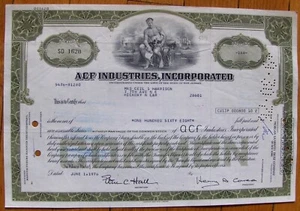 Stock certificate ACF Industries, Inc. Broker MERRILL LYNCH & Co 1976 - Picture 1 of 2