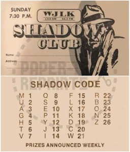 WJKL (RADIO) SHADOW CLUB MEMBERSHIP CARD - VINTAGE REPRINT - Picture 1 of 1