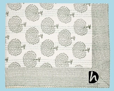 Beautiful Coverlet Kantha Quilt Blanket King Throw Bedding Ralli Ethnic Bedsheet - Image 1 of 4