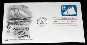 AMERICA'S CUP 1980 FIRST DAY COVER YACHT AMERICA RACING ARTWORK SAILING - Picture 1 of 1