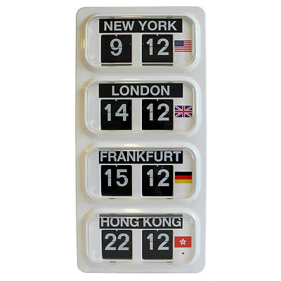 Grayson World Time Zone Flip Clock New York London Hong Kong Frankfurt - GWT30^ - Image 1 of 4