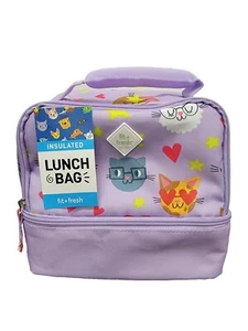 Fit & Fresh Cartoon Cat Pattern Insulated Lunch Bag - Brand New - Picture 1 of 7