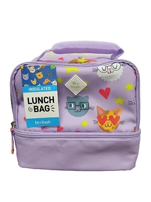 Fit & Fresh Cartoon Cat Pattern Insulated Lunch Bag - Brand New - Image 1 of 4