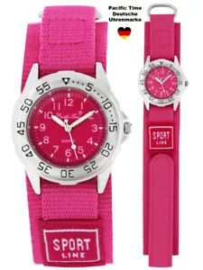 Armbanduhr Kinder Uhr Mädchen Klett Kinderuhr Leuchtzeiger Nylon rosa analog - Bild 1 von 6