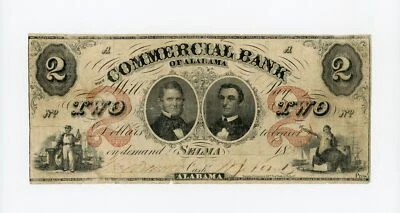 1800's $2 The Commercial Bank of Alabama - Selma, ALABAMA Note - Image 1 of 2