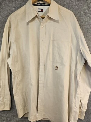 Мужская рубашка Tommy Hilfiger 17 34-35 винтажный герб логотип с длинным рукавом ретро 90-е - Изображение 1 из 4