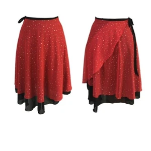 Women Ballroom Latin Dance Skirt Skate Wrap Salsa Tango Chiffon Dancewear Modern - Picture 1 of 11