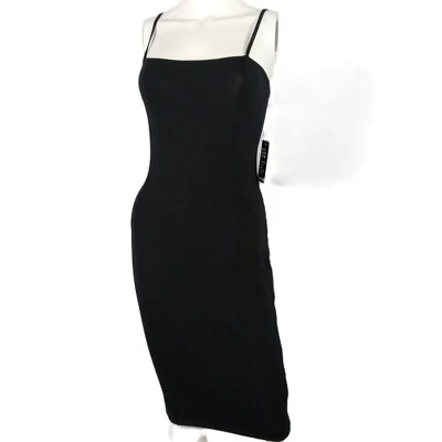 Vestido ceñido al cuerpo Express para mujer talla XS negro elástico tejido correas de espagueti Foto 1 de 4