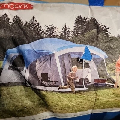 TIENDA 14' X 15' EMBARQUE 9 Personas Grande Azul Nylon Campamento Caza Scouting Glamp Family Foto 1 de 4