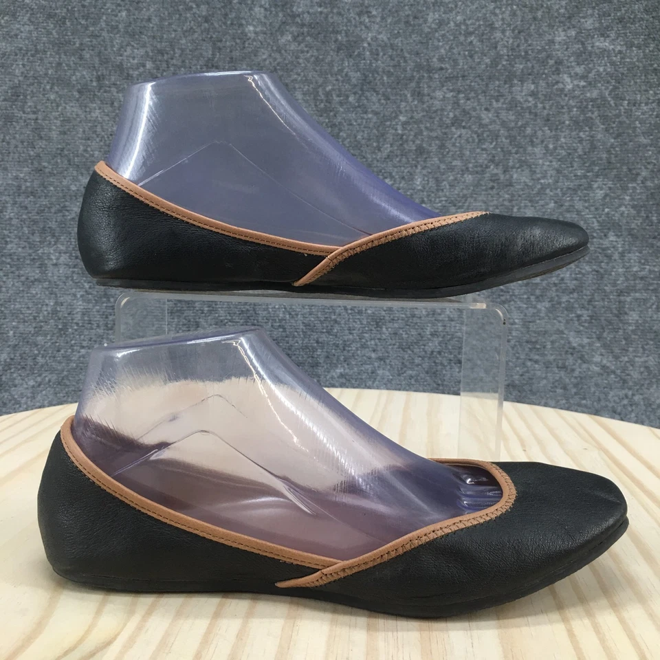 Sapatos femininos Steve Madden 7 Azeka casual chinelo sapatilhas de balé couro preto - Imagem 1 de 4