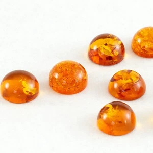 Round Cabochon Synthetic Baltic Amber 6mm To 15mm Calibrated Loose Gemstone - Picture 1 of 5
