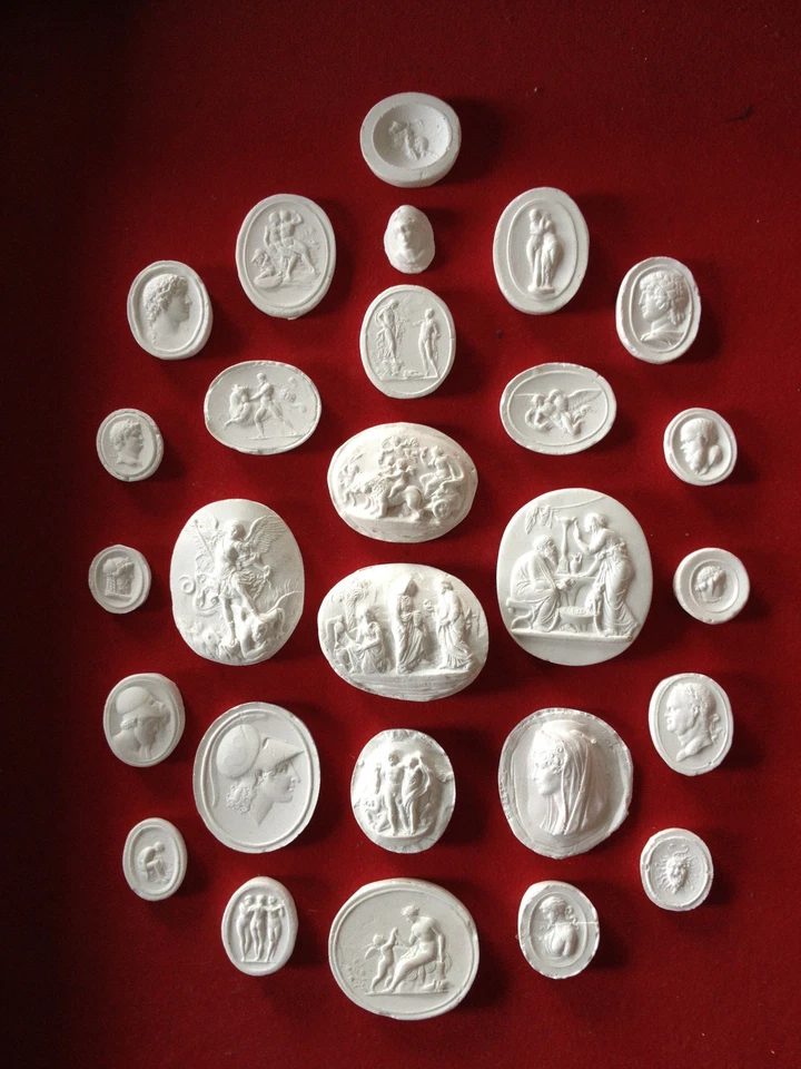 #1. 27 Grand Tour Cameos intaglios Gems Medallions plaster cameo seals Classic