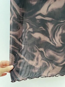 NUEVO Primark Talla L Reino Unido 14/16 Mármol Remolino Falda Chocolate Marrón Negro Elástico W33+ - Imagen 1 de 6