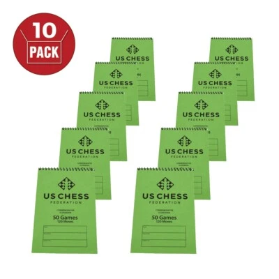 US Chess Federation's Commemorative Spiral Chess Scorebook - GREEN (10 Pack) - Image 1 of 2
