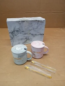 WUWEOT 2 Pack Dad and Mom Coffee Mug Set, 350ML New Mom and First Time Pregnancy - Picture 1 of 1