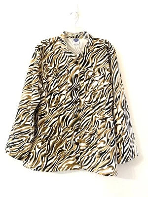 DG2 Diane Gilman Size XL Womens Animal Print Button Up Jacket - Image 1 of 3