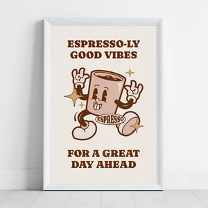 Motivational Coffee Lover Poster Retro Kitchen Wall Art Print Funny Quote Coffee - Picture 1 of 23