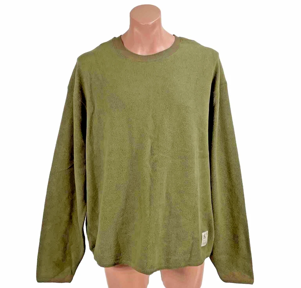 Suéter Relajado Vintage Años 90 y2k Calvin Klein Verde Oliva Vellón Cuello Redondo XXL Foto 1 de 4