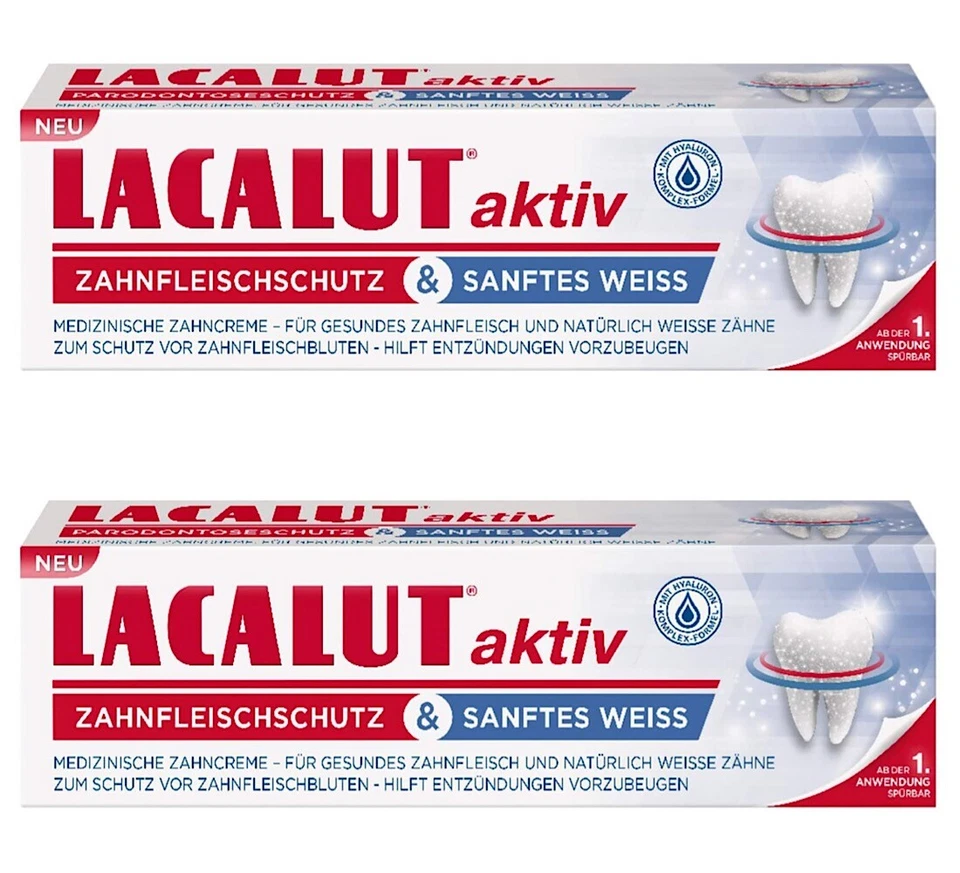 ✅ Lacalut aktiv Zahnpasta Zahnfleischschutz sanftes Weiß Zahncreme 2x 75ml ✅