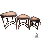 (3) Vintage Bamboo Rattan Coconut Shell Ostrich Nesting Tables