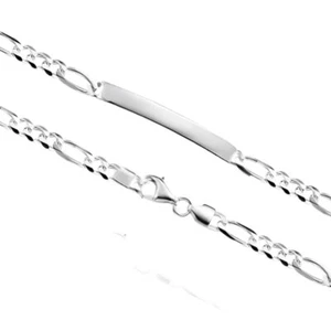 Ident Armband Gravur 19 o 21 cm Schildband Figaro Silber Namensarmband Identband - Picture 1 of 7