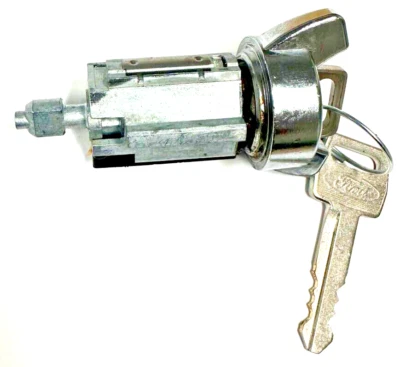 CHROME IGNITION SWITCH KEY LOCK CYLINDER WITH 2 FORD OEM OVAL LOGO KEYS 42-406 - Image 1 of 3