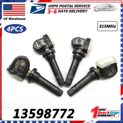 Nuevo sensor de presión de neumáticos TPMS 4 PIEZAS 13598772 apto para BUICK CADILLAC CHEVROLET GMC Foto 1 de 4