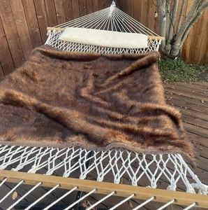 Williams Sonoma Faux Fur Throw Blanket Brown Bear 60 X 80 NWOT - Picture 1 of 4