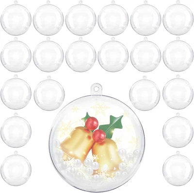 20 X Palline per Albero Di Natale, Decorazioni in Plastica Trasparente Mestiere  - Immagine 1 di 4