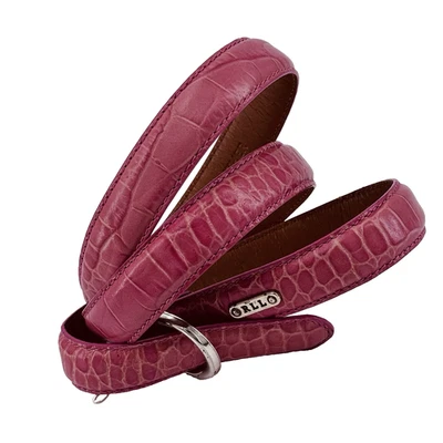 Ralph Lauren RL Women's Leather Belt Medium Pink w Silver Buckle Croc Embossed - Image 1 of 4