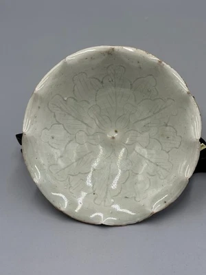 Antiguo cuenco chino Qing Celadon Longquan hoja anhelada porcelana 5 1/4"" Foto 1 de 4