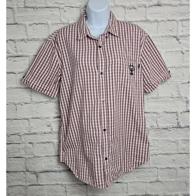 Camisa FCUK Para Hombre Talla Mediana Manga Corta Abotonada Roja Gris Blanca A Cuadros Foto 1 de 4