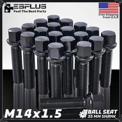 20 pernos Bentley 14x1,5 negros 55 mm aptos para arnage/azul/brookland con espaciador de 25-29 Foto 1 de 4