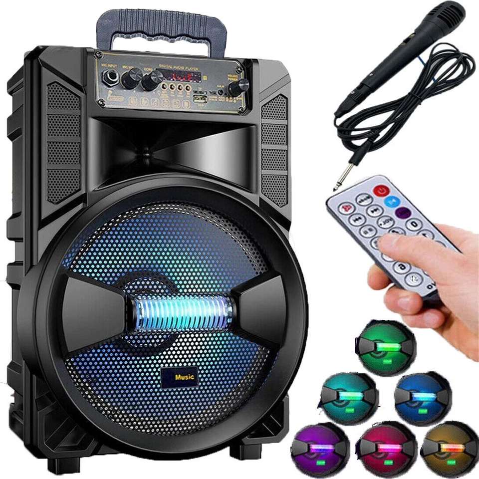 1000 W Tragbarer Bluetooth Lautsprecher 8" Tieftöner Schwerer Bass Soundsystem Party + Fernbedienung - Bild 1 von 4
