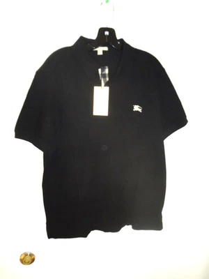 Polo de manga corta con ribete a cuadros Burberry para hombre, talla: XL, negro Foto 1 de 4