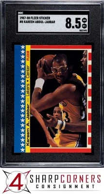 1987 FLEER STICKER #8 KAREEM ABDUL-JABBAR HOF SGC 8.5 - Image 1 of 4
