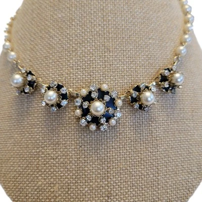 Collar gargantilla estilo perlas facetadas vintage con cuentas y cristales, 16 pulgadas Foto 1 de 4