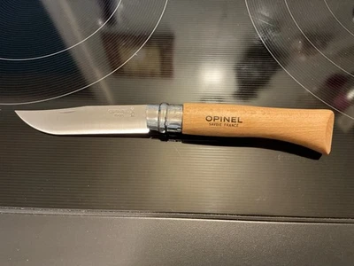 Opinel Nº 10 cuchillos plegables de acero inoxidable con mango de madera de haya hechos en Francia - EC Foto 1 de 4