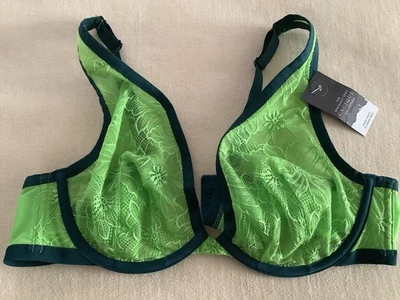 Sujetador Cacique-Flor Encaje Sin Forro Alto Apex, Talla: 42 B, Color: Pizarra Verde Neón Foto 1 de 4