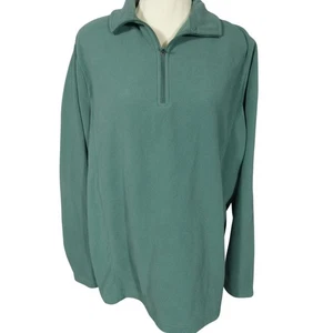 Lands' End Damen Large 1/4 Zip Kragen Pullover Sweatshirt Grün Fleece  - Bild 1 von 8