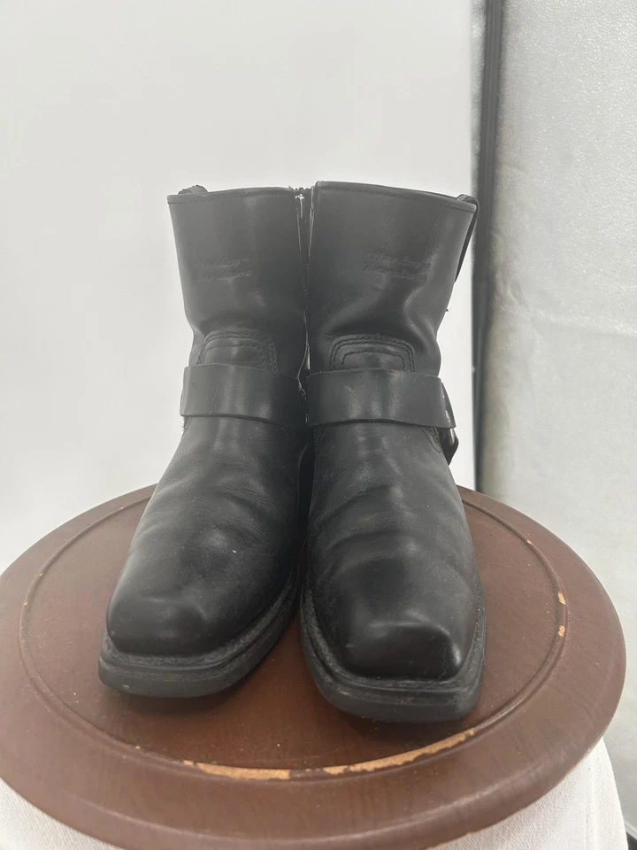 Harley-Davidson ботинки женский размер 7,5 черный кожаный ремень мотоцикла стороны молнии - Изображение 1 из 4