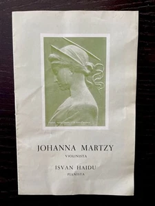 JOHANNA MARTZY 1968 Violin Recital Program Homage to Fritz Kreisler + Beethoven - Picture 1 of 2