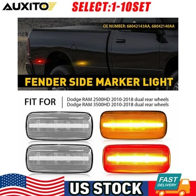 For 10-18 Dodge Ram 2500 3500 Dually Fender Clear LED Side Marker Lights 4-20X - Image 1 of 4